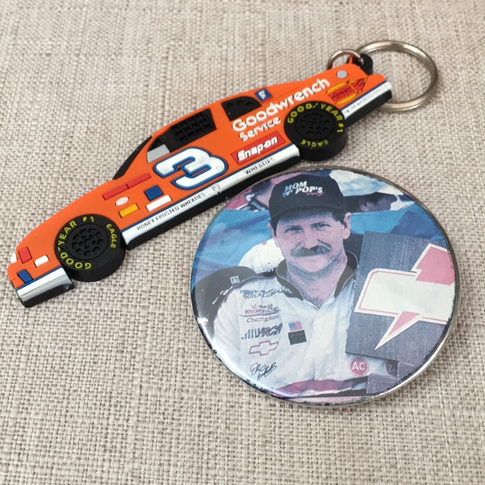 Dale Earnhardt button and key chain